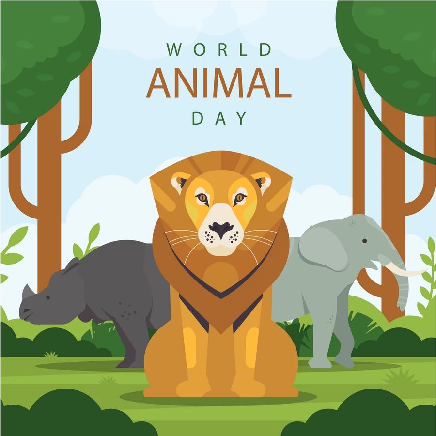 卡通森林动物狮子老虎猴子长颈鹿海豚鸟兔子牛斑马插画海报AI素材【065】